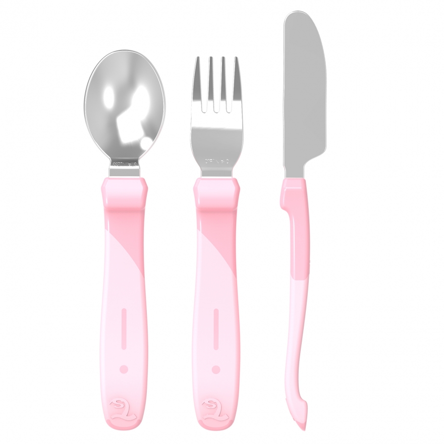 Twistshake Learn Cutlery Stainless Steel 12+m Pastel Pink