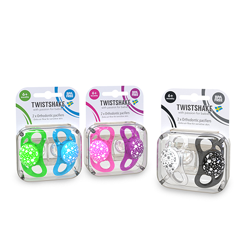 Twistshake Twistshake 2x Pacifier Black White 0-6m - Tétines 